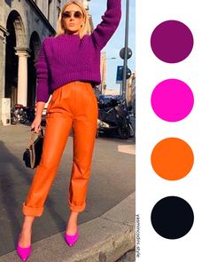 Bold Fashion Outfits, Orange Pants, Color Trends Fashion, Moda Outfit, Fashion Glamour