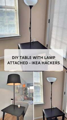 Two easy IKEA hack DIY projects that require minimal tools for a beautiful multi-functional side table with lamp attached.