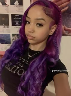 Lavender Hair Black Women, Dyed Purple Hair, Purple Curly Hair, Purple Natural Hair, Purple Hairstyles, Girl With Purple Hair, Light Purple Hair, Nice Hairstyles, Cute Wigs