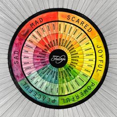 a colorful wheel with words on it