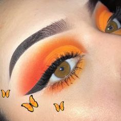 Monarch Butterfly Inspired Makeup, Monarch Butterfly Eye Makeup, Monarch Butterfly Makeup Halloween, Monarch Butterfly Face Paint, Makeup Looks Orange, Monarch Butterfly Makeup, Butterfly Inspired Makeup, Boxer Costume, Bird Makeup