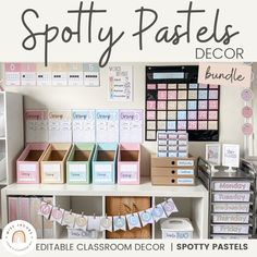 SPOTTY PASTELS CLASSROOM DECOR | BUNDLE - Miss Jacobs Little Learners Muted Rainbow Color Palette, Pastel Classroom Decor, Pastel Classroom, Word Wall Headers, Calm Classroom, Polka Dot Decor, Teacher Toolbox Labels