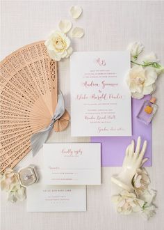 the wedding stationery is laid out and ready to be used