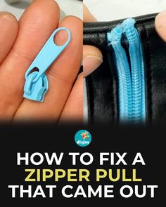 a person is holding a zipper pull that came out of a purse with the words how to fix a zipper pull that came out