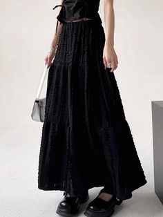 42916348461103 Black Tiered Skirt With Ruffles, Solid Color Tiered Skirt With Ruffle Hem, Solid Color Tiered Skirt With Ruffles, Solid Color Tiered Ruffle Skirt, Solid Long Skirt With Ruffles, Spring Black Maxi Skirt With Ruffle Hem, Black Flared Maxi Skirt With Ruffles, Black Ruffled Tiered Skirt, Black Ruffled Maxi Skirt For Spring