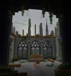 Minecraft Vaulted Ceiling, Old City Minecraft, Castle Inside Minecraft, Castle Ruins Minecraft, Minecraft Abandoned Castle, Minecraft Ruined Castle, Minecraft Dwarven City, Dark Magic Minecraft Builds, Grunge Minecraft House