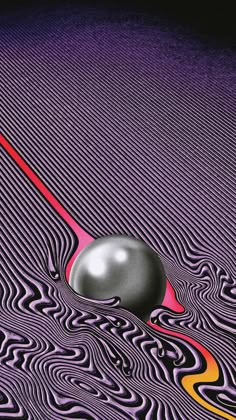 an image of a black object in the middle of a purple and red background with lines