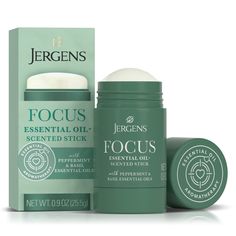 Swipe on and center your mind with Jergens Focus Peppermint and Basil Essential Oil-Scented Stick. Swipe this essential oil-scented stick as you near a deadline, get ready for a performance or just feel distracted. All the aromatherapy you love, without the messiness of drippy essential oil roll ons or diffusers. It’s aromatherapy, simplified. This long-lasting aromatherapy product is dermatologist-tested, paraben free, dye free, cruelty free and vegan-friendly. Essential Oils Focus, Scent Sticks, Uses For Vicks, Basil Essential Oil, Essential Oils Collection, Mindful Moments, Peppermint Scent, How To Focus Better, Essential Oil Scents