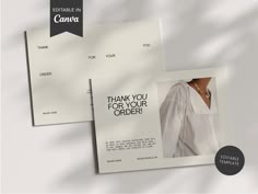 two folded brochures with the words thank you for your order