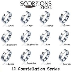 Scorpio Ring for Men Collection Zodiac Scorpio Ring, Scorpions Zodiac, Scorpio Jewelry, Zodiac Sign List, Zodiac Rings, Friendship Jewelry, 12 Zodiac Signs, 12 Zodiac, Zodiac Jewelry