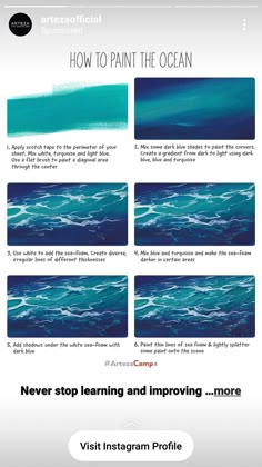 an iphone screen showing how to paint the ocean