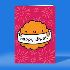 a happy diwali greeting card on a blue background