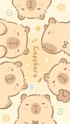 four brown teddy bears with the words goodbye written on them and stars in the background