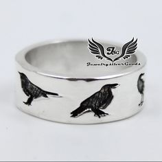 Welcome to our shop: {JewelrysilverGoods} Can be personalized Description:- Crow Band Ring, 925 Sterling Silver, Statement Ring, Flying crow Ring, Raven Ring, Bird Wedding Ring, Gift For Her, Handmade Jewelry All our designs are very attractive. Ring Size: All Size Material: 925 Sterling Silver Band Colour: Silver Style: Minimalist Brand: Handmade Ring <>This is a classy fine hand-crafted sturdy Band Ring. <>This Band Ring is great for casual or dressy wear. <>You will receive a Ring like the one in the pictures. <>Suitable for use in everyday situations, or can also be used as a gift. <>Unique design will make a special attraction for the wearer. <>I make my jewelry with passion and love. <>The perfect gift for a Special occasion. <>Wholesale Orders Accept on Wholesale Price. Raven Rings, Raven Wedding, Crow Ring, Raven Ring, Flying Crow, Crow Jewelry, Raven Jewelry, Minimalist Brand, Bird Ring