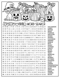 halloween word search with pumpkins and jack o lanterns