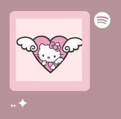 hello kitty wallpaper with an angel heart and wings on it's back side