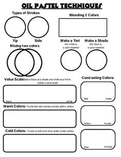 Oil Pastel Technique Worksheet by The Soulful heARTist | TPT Print Making Styrofoam, Oil Pastel For Beginners Step By Step, Oil Pastel Lesson High School, Art Projects Middle School Lesson Plans, Cute Oil Pastel Drawings Easy, Blend Oil Pastels, High School Art Worksheets, Oil Pastel Techniques, Pastel Techniques