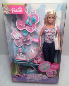 the barbie doll is in its box with accessories