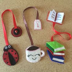 several items are laid out on the floor to be used as ornaments or crafts for children's books