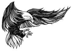 an eagle flying through the air with its wings spread out and it's talon extended