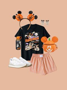 a mickey mouse shirt, shorts and headband