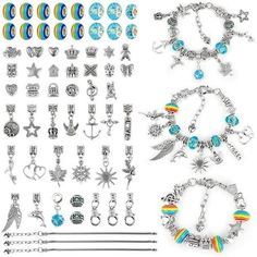 Girl Charm Bracelet Making Kit, DIY Craft Jewelry Present Set for Girls aged 3-9, Suitable for Child, Kids And Teenagers The operation is very simple, you only need to combine the orb and pendant you want, string it into the snake bone bracelet, and tighten the lock and the threaded end of the necklace. Improve your kid's color matching design ability, bracelet making hands-on ability. Let your girls enjoy the fun and satisfaction of DIY handmade jewelry. Make meaningful gifts and give them to y Girl Toys Age 8, Charm Bracelet Making, Friendship Bracelet Kit, Bracelet Making Kit, Friendship Jewelry, Diy Charm Bracelet, Jewelry Making Kit, Bracelet Kits, Craft Kits For Kids