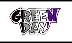 the green day logo with purple and black letters