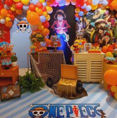 a birthday party with balloons and decorations