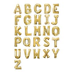 gold foiled alphabet letters and numbers on a white background