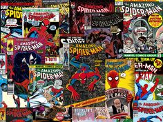 many different comics are grouped together in this collage, including spider - man and the amazing