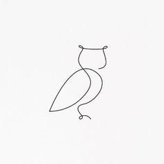 the outline of an owl is shown in black and white, with one line drawn across it's body