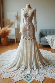 Crochet Wedding Dress Crotchet Wedding Dress, Crocheting Dress, Crochet Ballgown, Free Crochet Wedding Dress Pattern, Crochet Patterns Dress, Wedding Dress Crochet, Knitted Wedding Dress, Knit Wedding Dress, Crochet Wedding Dress Pattern Free