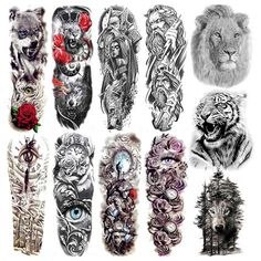 many different kinds of tattoos on white background