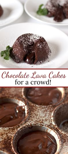 chocolate lava cakes for a crowd with text overlay that reads, chocolate lava cakes for a crowd