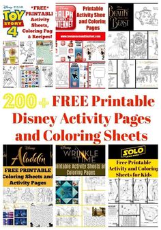 disney coloring sheets with free printables for adults and children to color on the page