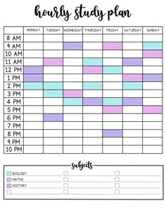 a printable weekly planner for students with the text,'busy study plan '