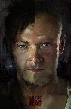 the walking dead movie poster is shown in two different frames, one with a man's face