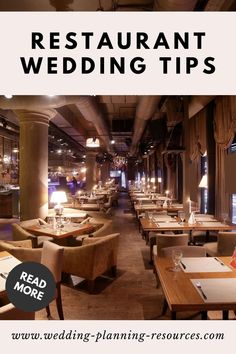 a restaurant with tables, chairs and menus on the table in front of it