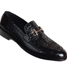 #Royal #Crocodile #Texture #Horse-Bit #Loafer #Slip #On #Men's #Handcrafted #Cowhide #Leather #Formal #Party #Shoes Royal Shoes, Crocodile Texture, Bit Loafers, Snake Leather, Moccasins Shoes