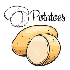 potatoes with the word potatoes above them and an image of some type of potato on top