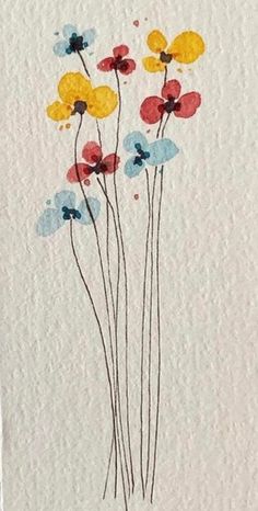 an image of some flowers painted on paper