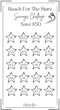 star stickers with the words reach for the stars savings college save $ 50 on them