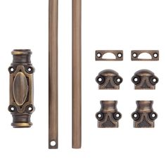 an assortment of door handles and knobs