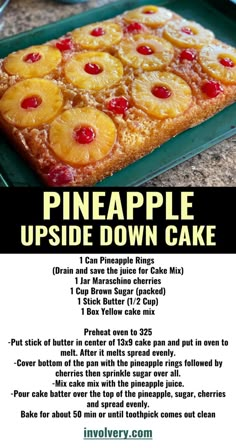 the pineapple upside down cake is ready to be eaten