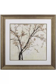 a framed painting with a tree in the background