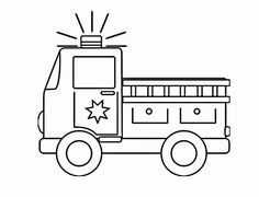 a black and white fire truck with stars on the top is shown in this coloring page