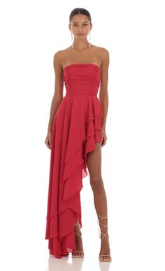 Luxury Strapless Pre-draped Maxi Dress, Double Split Dress Formal, Luxury Off-shoulder Pre-draped Evening Dress, Hi Low Corset Dress, Rust Red Sweetheart High Low Tiered Formal Dress, A Symmetrical Prom Dress, Formal Dress Removable Skirt, Corset Holiday Dress, Assymetrical Corset Dress