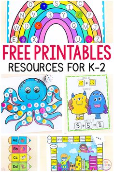 the free printables for k - 2 are great for learning numbers and colors