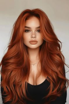 Dark Orange Hair With Highlights, Lana Del Ray Hair Color, Auburn Hair With Face Framing Highlights, Fall Hair Red Auburn, Red Hair Natural Looking, Red Hair Extensions Before And After, Long Red Hair With Layers, Julia Hatch Hair, Nepolian Hair