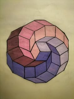 a drawing of a pink and purple object